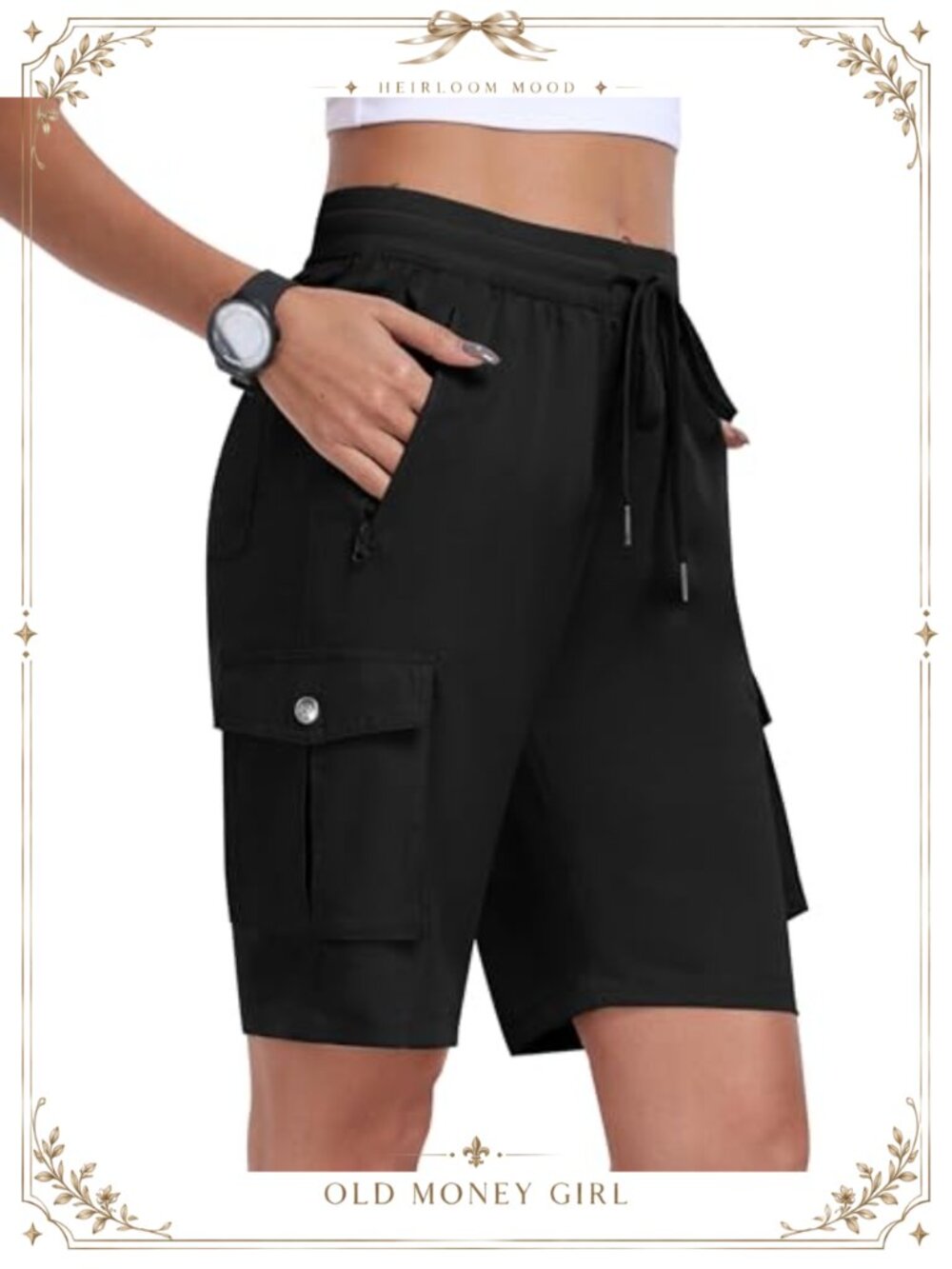 Women's Hiking Cargo Shorts Zipper Pocket Athletic Golf Tennis Travel Casual